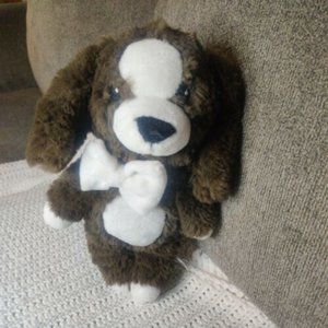 Costco Little Miracles 12" Dark Brown Puppy w/ White Bow Tie Plush Lovey Baby